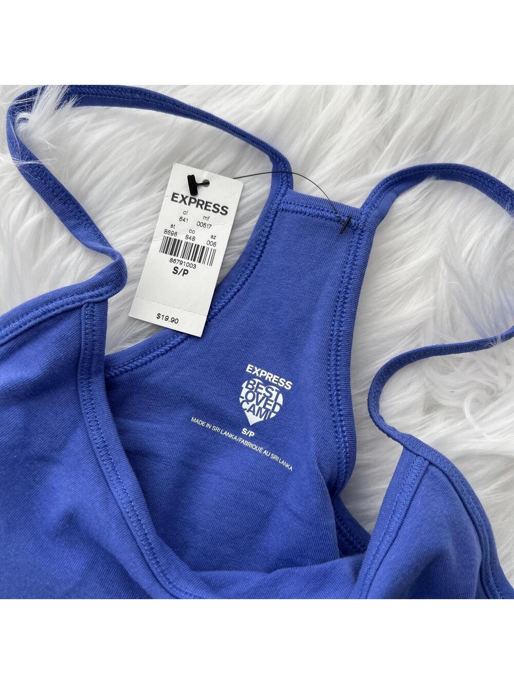 NWT Express - Periwinkle blue Best Loved Cami tank shelf bra, S - Picture 6 of 8